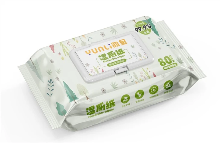 Lingettes humides biodégradables pour bébé de lingettes humides en tissu non tissé OEM jetables dans les toilettes